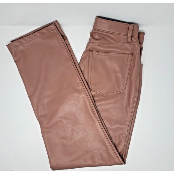 Abercrombie & Fitch The 90s Straight Ultra High Rise Vegan Leather Pants Sz 27/4 - Picture 6 of 10
